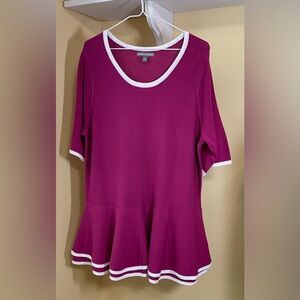 Jessica London Fuchsia Blouse with White Accents